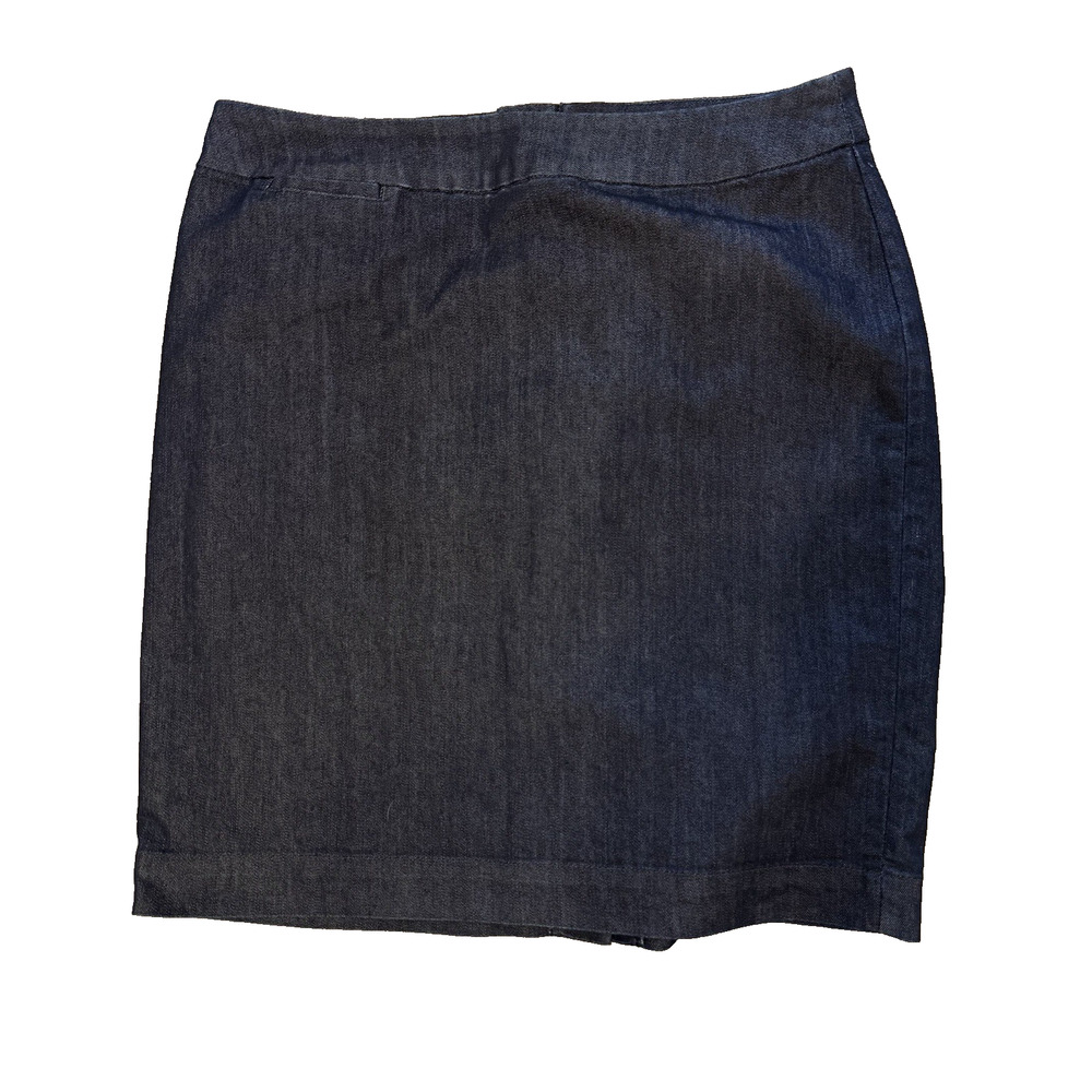 Coldwater Creek Women’s Denim Straight Short Skirt Size 14 P Blue Dark Wash